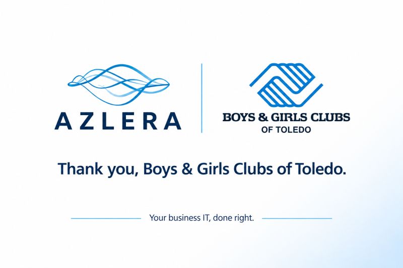 Azlera and Boys & Girls Clubs of Toledo logos with the line: Thank you, Boys & Girls Clubs of Toledo.